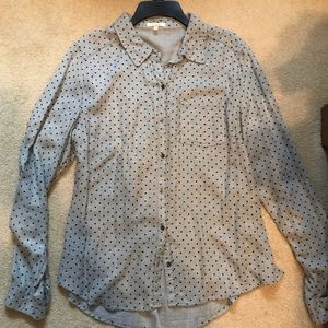 Maurices Gray with Black Dot Button Up